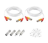 QUARKZMAN BNC Câble Vidéo Alimentation, 5m/16ft Câble Sécurité Tout-en-Un Cordon Extension DC pour Installation Système Caméra Sécurité CCTV DVR Cordon Plug & Play, 2 Ensembles Blanc