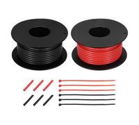 QUARKZMAN Bobine de Fil Électrique en Silicone Calibre 14 Awg, 2 Pièces, 4,6 M/15 Pi, Fil de Batterie Toronné en Cuivre Étamé Haute Température 600 V 200 °C Pour Automobile Rouge Et Noir