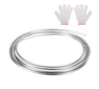 QUARKZMAN Bobine De Tube En Acier Inoxydable, 5/16" OD X 13.12 Ft Industriel 316 Acier Inoxydable Soudé Tube Avec Gants, Ton Argenté 0.02" Épaisseur