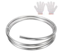 QUARKZMAN Bobine De Tuyau En Acier Inoxydable, 1/2" OD X 6.56 Ft Industriel 304 Acier Inoxydable Soudé Tuyau Avec Gants, Ton Argenté 0.04" Épaisseur