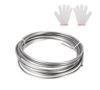 QUARKZMAN Bobine De Tuyau En Acier Inoxydable, 1/8" OD x 13.12 Ft Industriel 304 Acier Inoxydable Soudé Tuyau Avec Gants, Ton Argenté 0.02" Épaisseur