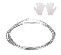 QUARKZMAN Bobine De Tuyauterie En Acier Inoxydable, 3/16" OD X 9.84 Ft Tuyauterie Industrielle 316 En Acier Inoxydable Soudé Avec Gants, Ton Argenté 0.04" D'Épaisseur