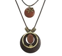 QUARKZMAN Boho Long Necklaces, Pendent Vintage En Bois Graines D'Amour Avec Pochette En Lin Collier À Chaîne Style Bohème Pour Femmes Hommes Cadeau, Noir