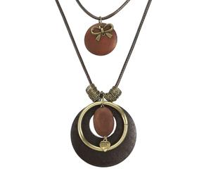 QUARKZMAN Boho Long Necklaces, Pendent Vintage En Bois Graines D'Amour Avec Pochette En Lin Collier À Chaîne Style Bohème Pour Femmes Hommes Cadeau, Café