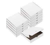 QUARKZMAN Boîte à Pizza, 10 Pièces de 8 x 8 Pouces - Boîtes à Pizza Mini en Papier Imitation Peau de Vache, Conteneur de Rangement Carré Ondulé pour Gâteaux, Cookies (Blanc)