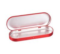 QUARKZMAN Boîtes en Métal 1 Pcs Boîte Métallique En Fer-Blanc, 6.9x2.4x0.7 Pouce Boîte Ovale Vide À Charnière Stockage Portable Pour Bonbons Épingles Dessin Artisanat, Rouge