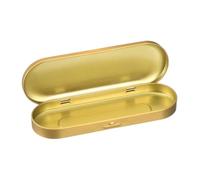 QUARKZMAN Boîtes en Métal 1 Pcs Boîte Métallique En Fer-Blanc, 6.9x2.4x0.7 Pouce Boîte Ovale Vide Avec Couvercle À Charnière Stockage Portable Pour Bonbons Épingles Dessin Artisanat, Or