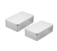 QUARKZMAN Boîtes en Métal, Lot de 2, Dimensions : 18 x 11 x 5,5 cm, Couleur Argent, Boîtes Rectangulaires Vides en Métal avec Couvercle pour le Rangement à Domicile