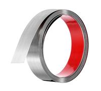 QUARKZMAN Bordure En Acier Inoxydable Brossé Argent Autocollante 4m x 40mm Pour Encadrement De Miroir Meuble Mur Carrelage Moulure