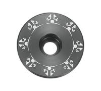 QUARKZMAN Bouchon De Potence De Vélo 1-1/4" (31.8mm) OD Alliage D'Aluminium Couvercle De Potence De Vélo Motif Flocon De Neige pour Mountain Bike Road Bike MTB, Noir Clair