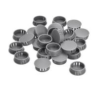 QUARKZMAN Bouchon de Trou en Plastique 28mm, 26Pcs Type Encastré, Cache Trou Bouchon de Verrouillage à Pression Ronde pour Meubles, Embouts d'Insertion de Panneaux, Gris
