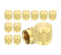 QUARKZMAN Bouchons À Embout SAE 1/4" En Laiton, 12Pcs Bouchons De Valve En Laiton Massif, Bouchon De Valve De Réfrigération Plat Avec Joint En Caoutchouc Pour Système HVAC AC