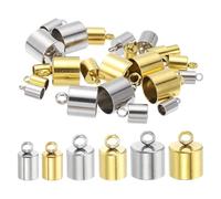 QUARKZMAN Bouchons De Cordon En Acier Inoxydable 4/6/10mm DI, 30 Pièces Embouts De Baril Terminateurs Pour Trouver Des Cordons Pour Fournitures De Fabrication, Ton Or/Argent
