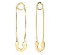 QUARKZMAN Boucles D'Oreilles Épingle De Sûreté, 2 Pcs Boucles D'Oreilles Crantées Hypoallergéniques En Acier Inoxydable Avec Boucle À Clip Punk Pour Femmes Hommes Bijoux, Ton Or