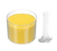 QUARKZMAN Bougies En Sable Perlé Avec 20 Mèches 7Oz / 200g Kit De Recharge De Perles De Cire En Poudre Pour Thanksgiving Noël Mariage Fête DIY Artisanat Maison, Jaune
