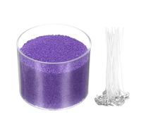 QUARKZMAN Bougies En Sable Perlé Avec 20 Mèches 7Oz / 200g Perles De Bougie Kit De Remplissage Poudre Cire Sable Pour Thanksgiving Noël Mariage Fête DIY Artisanat Maison, Violet