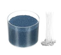QUARKZMAN Bougies En Sable Perlé Avec 30 Mèches 14Oz / 400g Kit De Recharge De Perles De Cire En Poudre Pour Thanksgiving Noël Mariage Fête DIY Artisanat Maison, Bleu Océan
