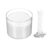 QUARKZMAN Bougies En Sable Perlé Avec 30 Mèches 14Oz / 400g Kit De Recharge Perles De Cire En Poudre Pour Thanksgiving Noël Mariage Fête DIY Artisanat Maison, Blanc