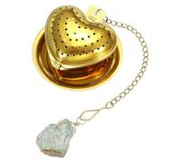 QUARKZMAN Boule À Thé Mignonne En Forme De Cœur, Passoires À Thé En Acier Inoxydable Avec Pendentif En Cristal Bleu Ciel & Plateau De larme, Ensemble De Passoire À Thé En Vrac Pour Tasses,