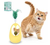 QUARKZMAN Boules À Cataire Interactives Culbuto Auto-Rétablissant avec Plume, Et sans Piles, Destiné À l'exercice/Divertissement des Chats D'Intérieur (Jaune)
