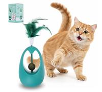 QUARKZMAN Boules À Cataire Interactives Culbuto Autoredressable avec Plume, Et sans Piles, Destiné À l'exercice/Divertissement des Chats D'Intérieur (Bleu)