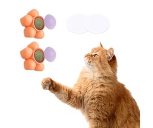 QUARKZMAN Boules À Cataire pour Chat Boule À Mâcher pour Nettoyer Les Dents du Chat, Amusante Et Mignonne, Fournitures De Jeu pour L'Énergie des Chats D'Intérieur (Orange Violet, 2 Pcs),
