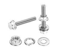 QUARKZMAN Boulons À Tête Hexagonale À Embase Phillips M5 x 30mm, 20Pcs Vis Hexagonales À Embase En Acier Inoxydable 304 Écrous, Rondelles Plates Et Rondelles Frein, Filetage, Argent