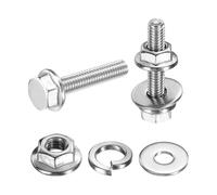 QUARKZMAN Boulons À Tête Hexagonale À Embout Phillips M4 X 20mm, 20Pcs Vis Hexagonales À Bride En Acier Inoxydable 304 Avec Écrous, Rondelles Plates Et Rondelles Frein, Filetage, Argent