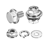 QUARKZMAN Boulons À Tête Hexagonale À Embout Phillips M4 x 6mm, 40Pcs Vis Hexagonales À Bride En Acier Inoxydable 304 Avec Écrous, Rondelles Plates Et Rondelles Frein, Filetage, Argenté