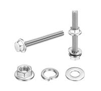 QUARKZMAN Boulons À Tête Hexagonale À Embout Phillips M5 x 40mm, 20Pcs Vis Hexagonales À Bride En Acier Inoxydable 304 Avec Écrous, Rondelles Plates Et Rondelles Freins, Filetage, Argent