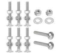 QUARKZMAN Boulons À Tête Ronde Carrée 8 Ensembles, 5/16-18 x 2-1/4" 304 Acier Inoxydable Boulons Assortiment Tête Ronde Carrure Carrée Avec Écrous Hexagonaux & Rondelles Plates - Argent