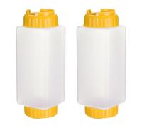 QUARKZMAN Bouteilles Condiments pour Sauces, 2pcs 24 oz Bouteille Carre Double Bec Remplissable, Distributeurs Anti-Fuites pour Huile De Cuisson