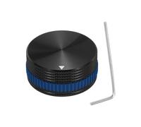 QUARKZMAN Boutons De Potentiometre En Aluminium, 1/4"(6mm) Boutons De Controle De Volume Audio 18mm x 40mm Potentiometre Type Vis Pour Avec Anneau En Caoutchouc Noir Bleu Et Clé, Noir