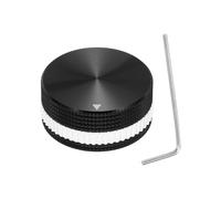 QUARKZMAN Boutons De Potentiometre En Aluminium, 1/4"(6mm) Boutons De Controle De Volume Audio 18mm x 40mm Bouton De Potentiometre Type Vis Avec Anneau En Caoutchouc Noir Blanc Et Cle, Noir