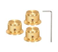 QUARKZMAN Boutons de Potentiomètre en Aluminium 6mm pour Guitare, Contrôle de Volume, Amplificateurs Audio, Diamètre de 24mm/0.94", Couleur Or, Lot de 3 (Avec Clé de Serrage)