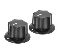 QUARKZMAN Boutons de potentiomètre en bakélite 24x15mm pour contrôle de volume de guitare basse, appareils électroménagers, avec trou de 6mm et 2 vis de fixation, noir, 2 Pcs