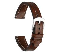 QUARKZMAN Bracelet de montre 18mm de largeur cuir microfibre marron | Motif huilé vintage cheval, à dégagement rapide, avec boucle inox et barre à ressort, pour homme et femme