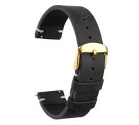 QUARKZMAN Bracelet de montre 19mm, boucle dorée, noir, cuir véritable | de première couche, libération rapide, de remplacement, fermoir en acier inoxydable 304, pour hommes et femmes