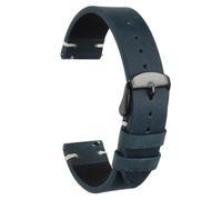 QUARKZMAN Bracelet de montre 19mm cuir véritable Boucle noire, Bleu | Cuir première qualité, Libération rapide, de remplacement, Fermoir acier inoxydable 304, unisexe