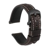 QUARKZMAN Bracelet De Montre 20mm Largeur Cuir Vintage Cire Huile Libération Rapide Bracelet De Montre Bandes De Remplacement Avec Boucle Pin Pour Hommes Femmes Cadeaux, Noir-Gris