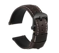 QUARKZMAN Bracelet De Montre 24mm Largeur Vintage Cuir Huilé Cire Noir-Gris