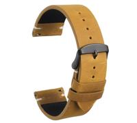 QUARKZMAN Bracelet de montre cuir véritable 22mm Marron clair | Cuir de première qualité, à libération rapide, fermoir acier inoxydable 304, unisexe, remplacement, Boucle noire