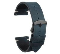 QUARKZMAN Bracelet de montre cuir véritable 24mm Boucle noire, Bleu | Cuir de première qualité, de remplacement à libération rapide, fermoir en acier inoxydable 304, pour hommes et femmes