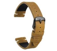 QUARKZMAN Bracelet de montre en cuir 19mm Boucle noire Marron clair | Cuir de première qualité, à libération rapide, fermoir acier inoxydable 304, pour hommes et femmes