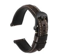 QUARKZMAN Bracelet De Montre Largeur 18mm Cuir Vintage Cire Huile Attache Rapide Bracelet De Remplacement Avec Boucle Et Goupille Pour Hommes Femmes Cadeaux, Noir-Gris