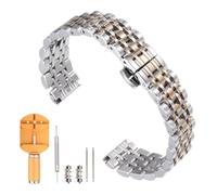 QUARKZMAN Bracelet De Monture En Acier Inox 18mm À Libération Rapide Bande De Montre Métallique Polie Remplacement Boucle lépidoptère Avec Outil De Retrait, Ton Argenté/Or Rose ;;