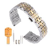 QUARKZMAN Bracelet De Monture En Acier Inox 22mm À Libération Rapide Bande Montre Métallique Polie Remplacement Fermoir lépidoptère Bracelet De Monture Avec Outil Retrait, Argenté/Doré