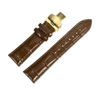 QUARKZMAN Bracelet De Monture en Cuir Brun 23mm À Libération Rapide Bretelle Authentique avec Boucle Papillon Déploiement Or pour Hommes & Femmes