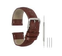 QUARKZMAN Bracelet De Monture En Cuir Pour Hommes Et Femmes, 20mm Monture À Motif Crocodile Monture Rapide Remplacement De Bracelet, En Cuir Plat Marron