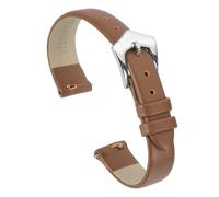 QUARKZMAN Bracelet De Monture En Cuir Véritable Marron Clair 12mm, Bracelet De Montre Plat Et Fin Élégant À Libération Rapide Avec Boucle En Acier Inoxydable Argenté Pour Women